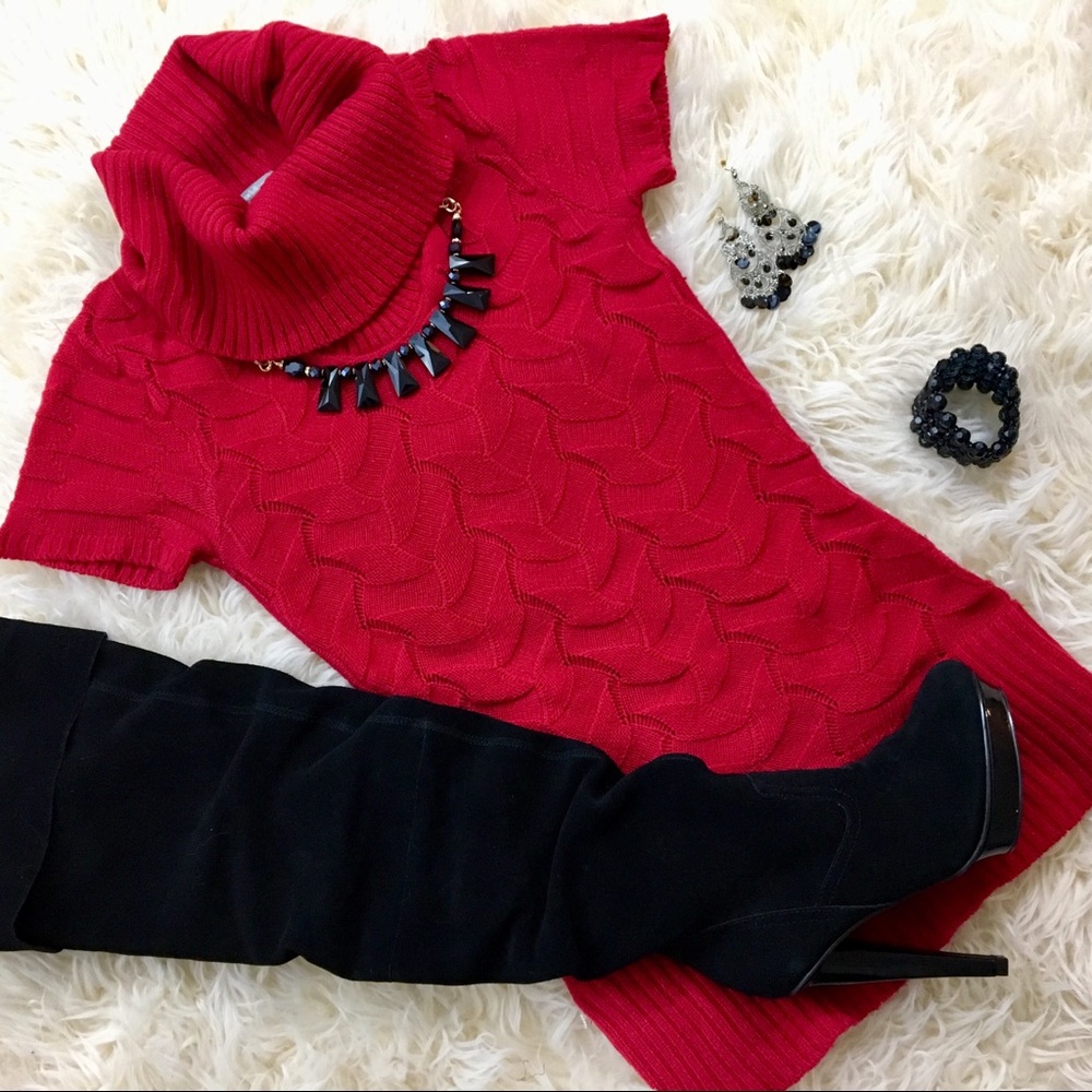 🎄Red Turtle Neck Sweater Dress ❦ Charlotte Russe
